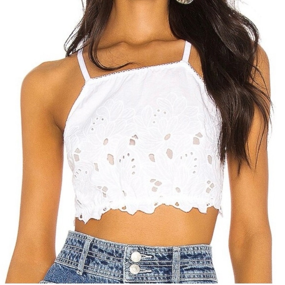 New W Tags Intimately Free People June Eyelet Bralette Halter Crop Top White XS